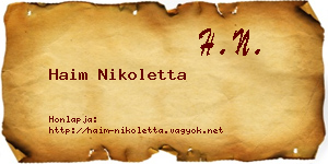 Haim Nikoletta névjegykártya
